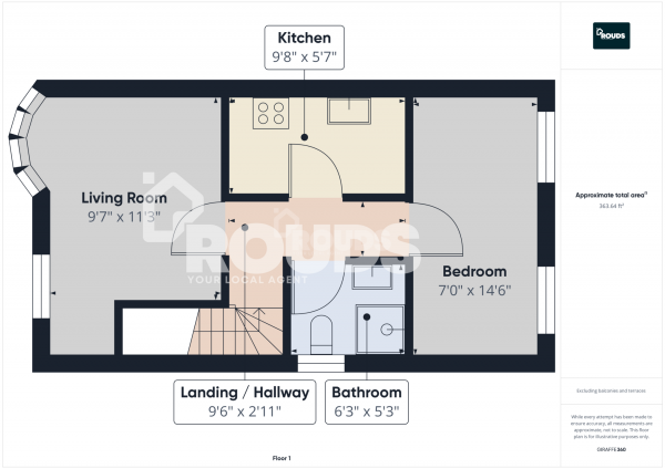 Floor Plan Image for 1 Bedroom Flat to Rent in Thomas Mason Close, Essington, Wolverhampton, West Midlands