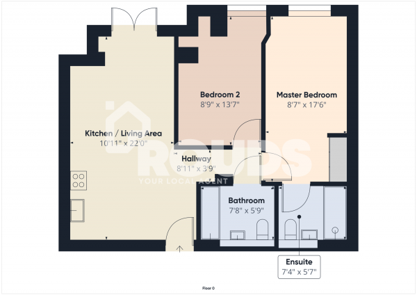 Floor Plan Image for 2 Bedroom Flat for Sale in Broadoaks, 548 Streetsbrook Road, Solihull