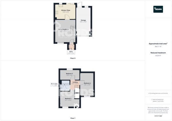 Floor Plan Image for 3 Bedroom Terraced House to Rent in Ashwell Drive, Shirley, Solihull, West Midlands