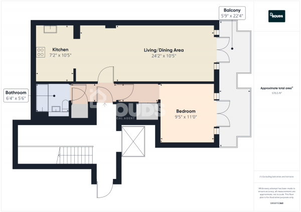 Floor Plan Image for 1 Bedroom Flat to Rent in Waters Edge, Waterside, Dickens Heath, Shirley, Solihull, West Midlands