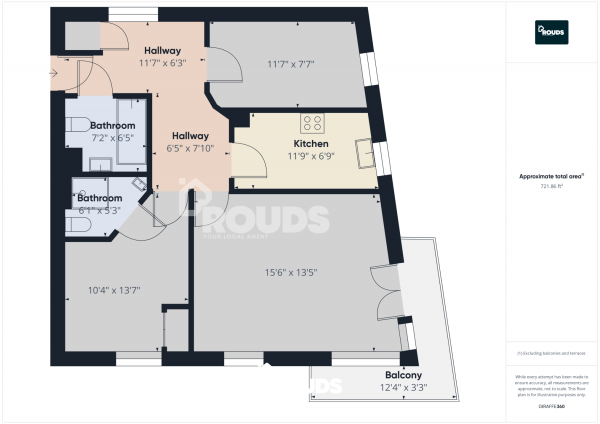 Floor Plan for 2 Bedroom Flat to Rent in Flat 4, Glyde Court, 1 Hazelwood Road, Birmingham, West Midlands, Glyde Court, 1 Hazelwood Road, B27, 7TG - £242 pw | £1050 pcm
