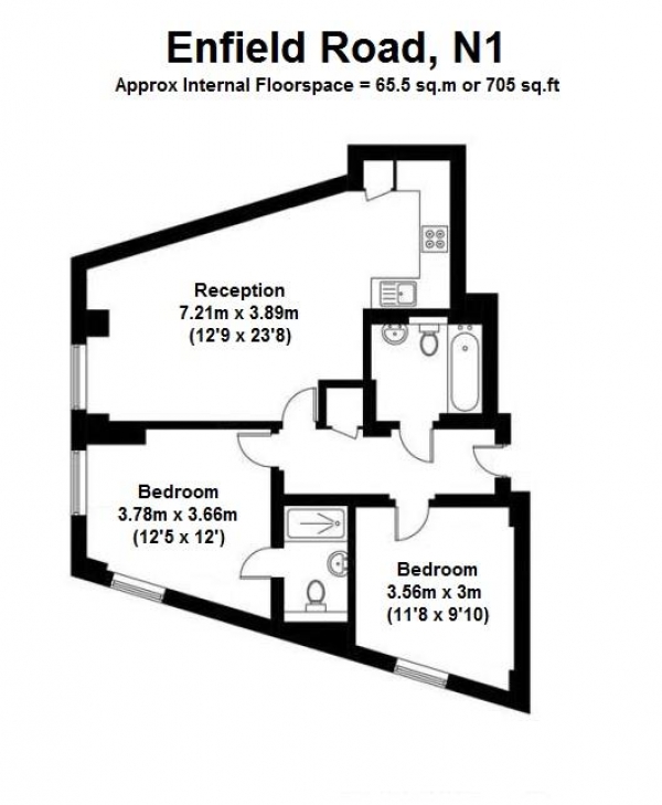 Floor Plan Image for 2 Bedroom Flat for Sale in Enfield Road, N1