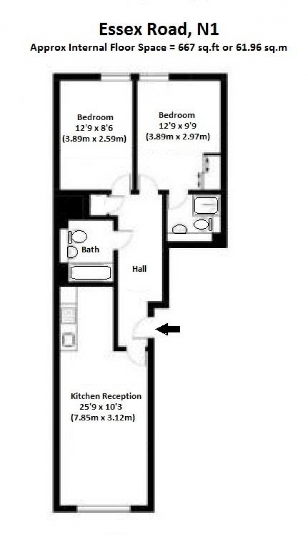 Floor Plan Image for 2 Bedroom Apartment for Sale in Essex Road, N1