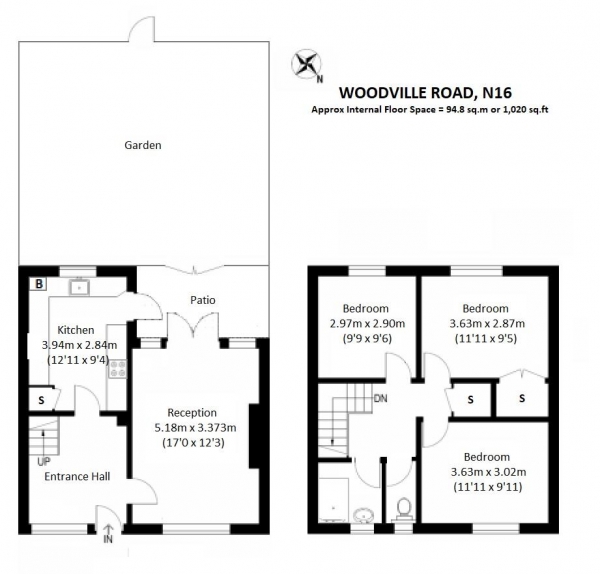 Floor Plan Image for 3 Bedroom Flat for Sale in Woodville Road, N16