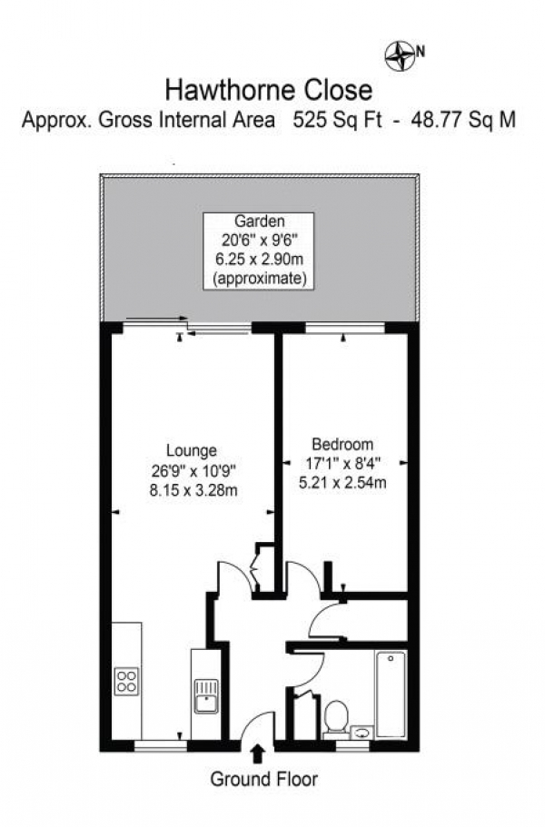 Floor Plan Image for 1 Bedroom Flat for Sale in Hawthorne Close, N1