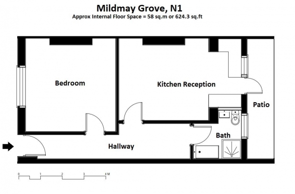 Floor Plan Image for 1 Bedroom Flat to Rent in Mildmay Grove South, N1