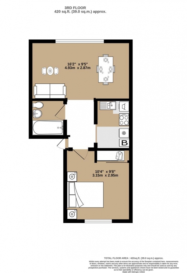 Floor Plan Image for 1 Bedroom Flat for Sale in Newington Green Road, N1