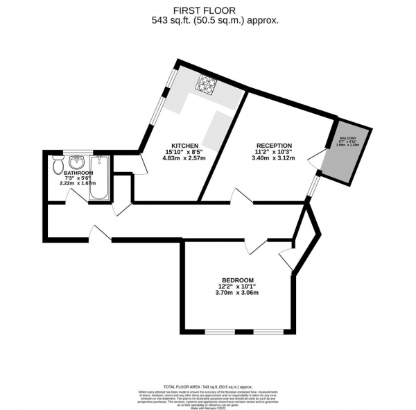 Floor Plan Image for 1 Bedroom Flat for Sale in Queensbury Street,N1