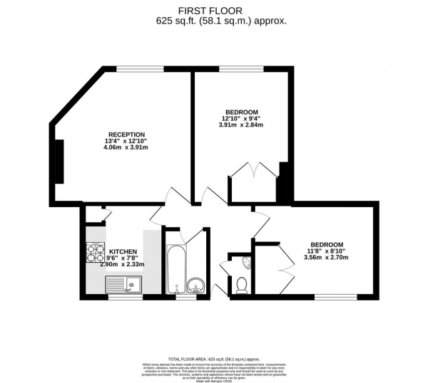 Floor Plan Image for 2 Bedroom Flat for Sale in Congreve House, London, N16