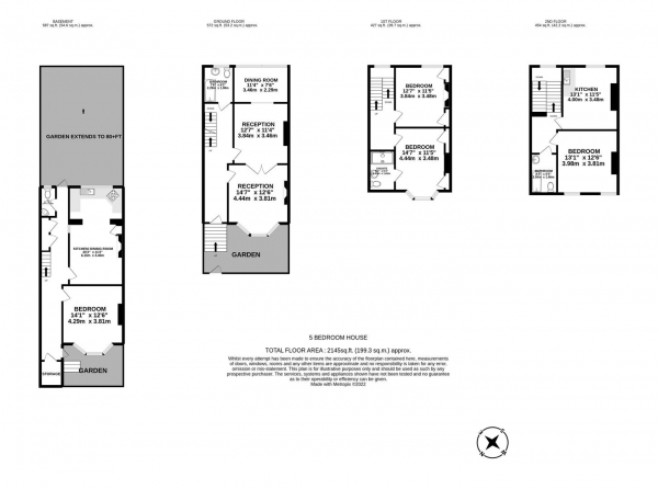 Floor Plan Image for 4 Bedroom Terraced House for Sale in Springdale Road, London, N16