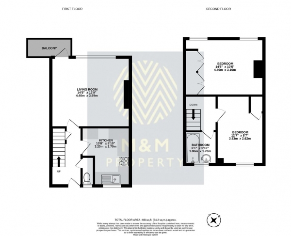 Floor Plan Image for 2 Bedroom Flat for Sale in King Henrys Walk, London, N1