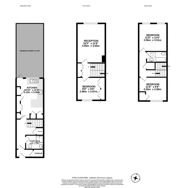 Floor Plan Image for 3 Bedroom Property for Sale in Cowper Road, London, N16