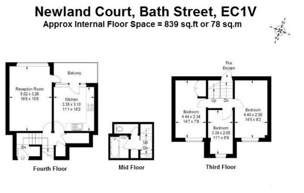 Floor Plan Image for 3 Bedroom Flat to Rent in Old Street, EC1V