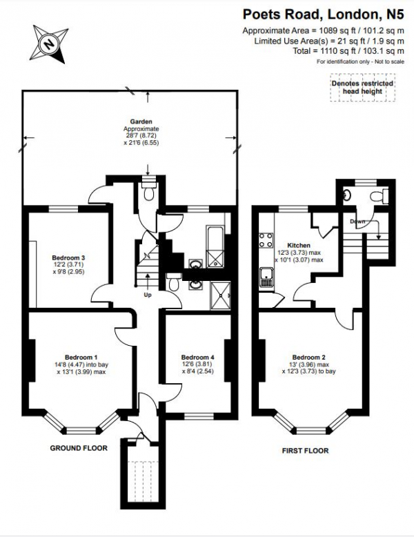 Floor Plan Image for 3 Bedroom Maisonette to Rent in Poets Road, N5