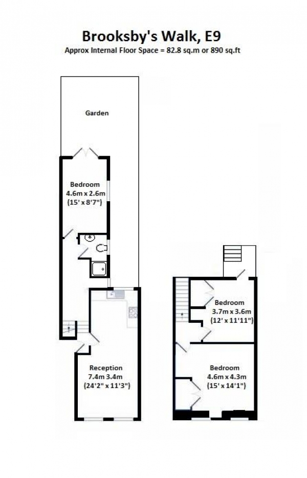 Floor Plan Image for 3 Bedroom Flat to Rent in Brooksby's Walk, E9