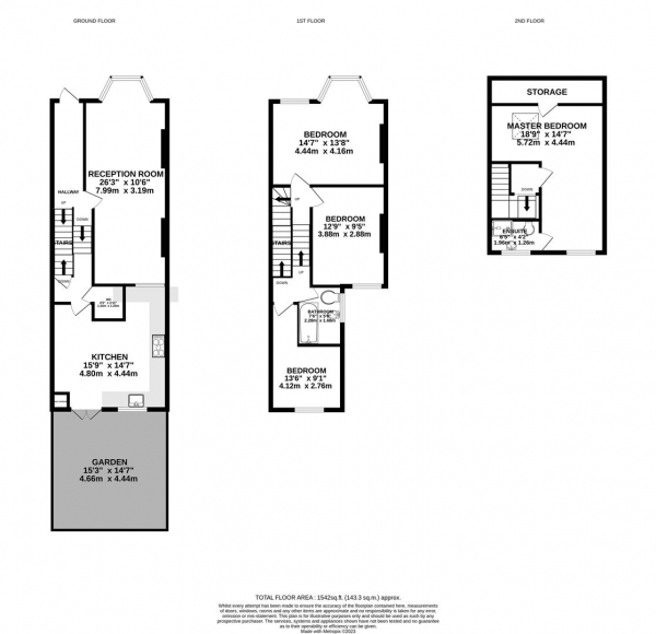 Floor Plan Image for 4 Bedroom Property to Rent in Prince George Road, London N16