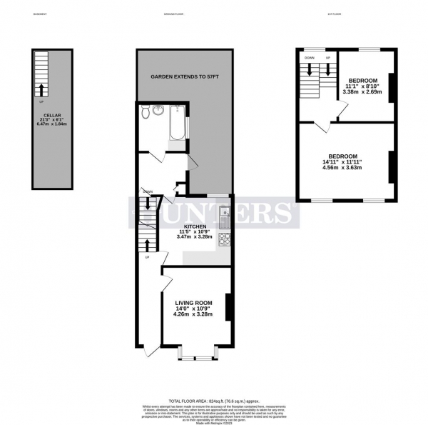 Floor Plan Image for 2 Bedroom Property to Rent in Bristol Road, E7