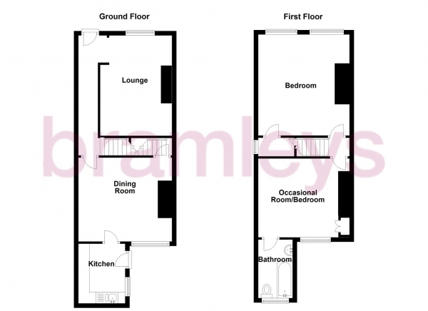 Floor Plan for 2 Bedroom End of Terrace House for Sale in Fartown Green Road, Huddersfield, HD2, 1AA -  &pound110,000