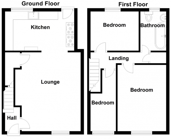 Floor Plan Image for 3 Bedroom Terraced House for Sale in Abbey Road, Shepley