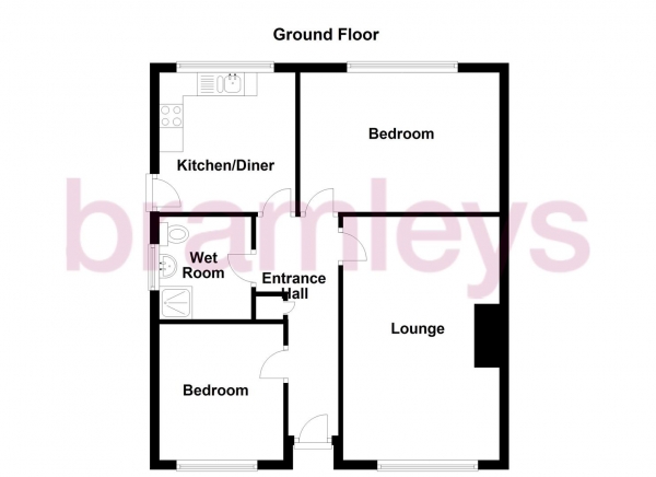 Floor Plan Image for 2 Bedroom Semi-Detached Bungalow for Sale in North Cross Road, Cowcliffe, Huddersfield