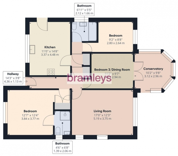 Floor Plan Image for 3 Bedroom Detached Bungalow for Sale in Crangle Fields, Stocksmoor, Huddersfield