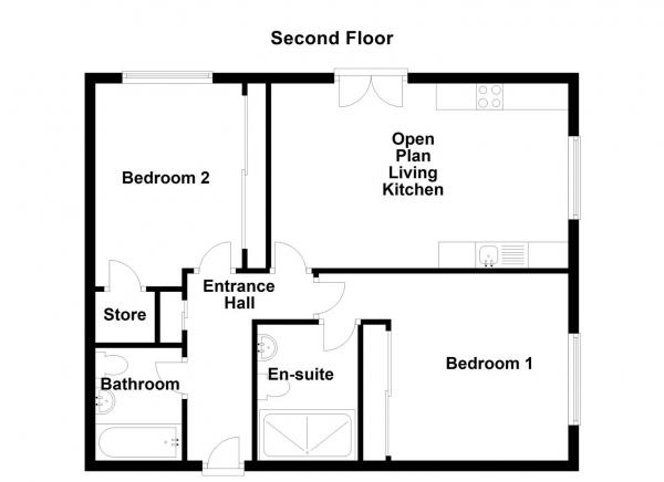 Floor Plan Image for 2 Bedroom Apartment for Sale in Plover Road, Huddersfield