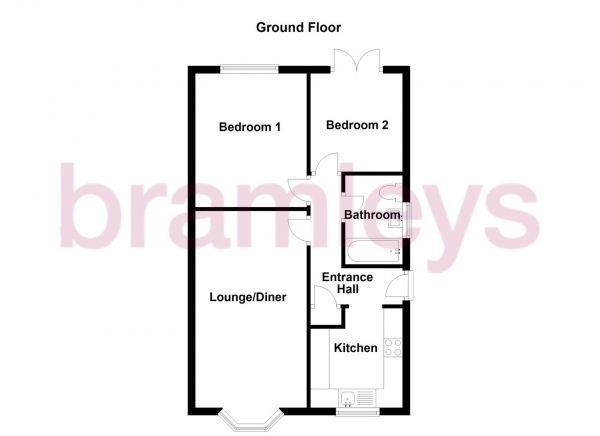 Floor Plan for 2 Bedroom Semi-Detached Bungalow for Sale in Park Lea, Bradley, Huddersfield, HD2, 1QP - Guide Price &pound190,000