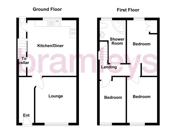 Floor Plan for 3 Bedroom Terraced House for Sale in Tunnacliffe Road, Newsome, HD4, 6QQ -  &pound145,000