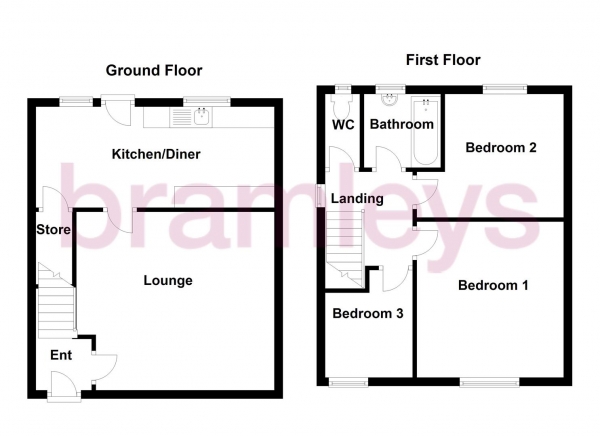 Floor Plan for 3 Bedroom End of Terrace House for Sale in Farfield Road, Almondbury, HD5, 8TE -  &pound145,000