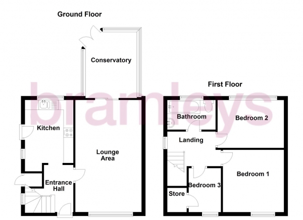 Floor Plan for 3 Bedroom Semi-Detached House for Sale in Rowley Lane, Lepton, Huddersfield, HD8, 0EH -  &pound280,000