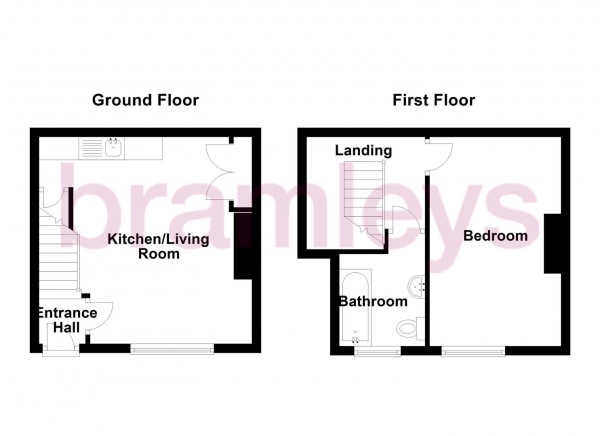 Floor Plan for 1 Bedroom Terraced House for Sale in Church Street, Crosland Moor, HD4, 5DQ - Guide Price &pound73,000