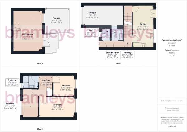 Floor Plan for 3 Bedroom Town House for Sale in Causeway Crescent, Linthwaite, Huddersfield, HD7, 5JP -  &pound250,000