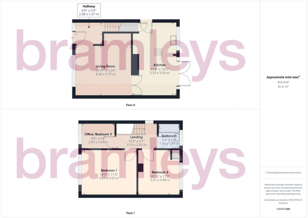 Floor Plan for 3 Bedroom Semi-Detached House for Sale in School Lane, Kirkheaton, Huddersfield, HD5, 0JS -  &pound250,000