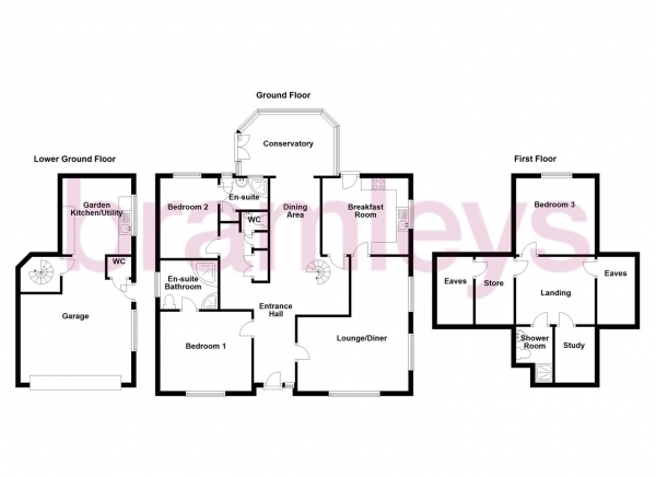 Floor Plan Image for 3 Bedroom Detached House for Sale in Whitegates Grove, Fenay Bridge, Huddersfield