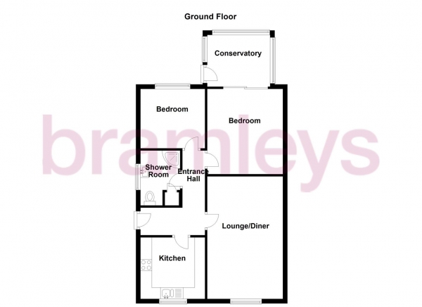 Floor Plan for 2 Bedroom Semi-Detached Bungalow for Sale in Lavender Court, Huddersfield, HD4, 7LW -  &pound250,000