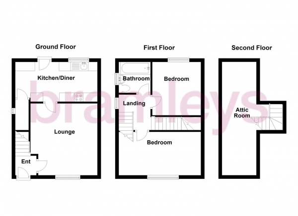 Floor Plan for 2 Bedroom End of Terrace House for Sale in Highcroft Crescent, Huddersfield, HD5, 8NF -  &pound157,950