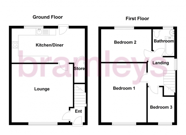 Floor Plan Image for 3 Bedroom End of Terrace House for Sale in Broadlands, Meltham, Holmfirth