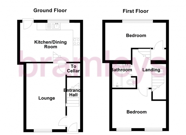 Floor Plan Image for 2 Bedroom Terraced House for Sale in Manchester Road, Crosland Moor, Huddersfield