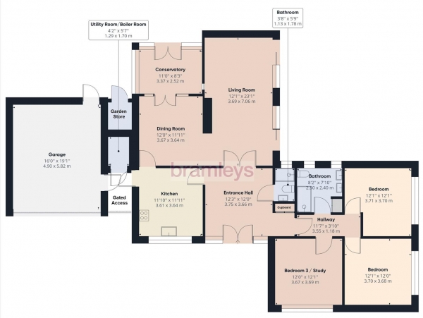 Floor Plan Image for 3 Bedroom Detached Bungalow for Sale in Occupation Road, Lindley, Huddersfield