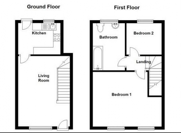 Floor Plan Image for 2 Bedroom Cottage to Rent in Lower Wellhouse, Golcar, Huddersfield