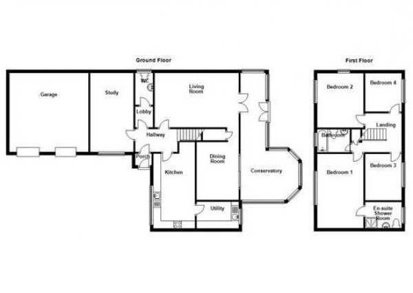 Floor Plan Image for 4 Bedroom Detached House to Rent in Moor Close, Beaumont Park, Huddersfield