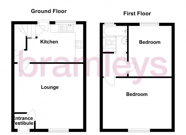 Floor Plan Image for 2 Bedroom End of Terrace House to Rent in Caldercliffe Road, Berry Brow, Huddersfield