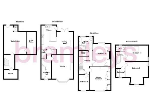 Floor Plan Image for 5 Bedroom Semi-Detached House for Sale in Grasmere Road, Huddersfield