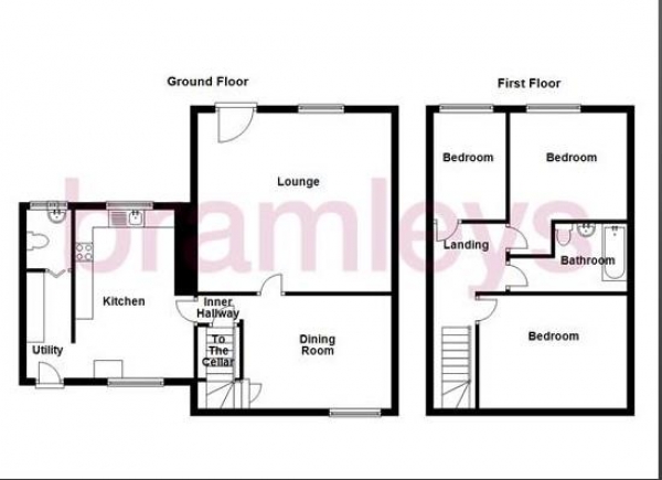 Floor Plan Image for 3 Bedroom Semi-Detached House to Rent in Ryecroft Lane, Brighouse