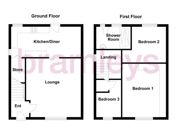 Floor Plan Image for 3 Bedroom End of Terrace House for Sale in Castle Avenue, Newsome, Huddersfield