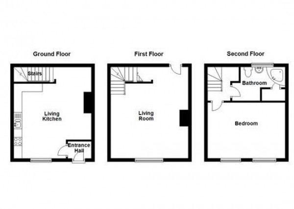 Floor Plan Image for 1 Bedroom Terraced House to Rent in Upperthong Lane, Holmfirth