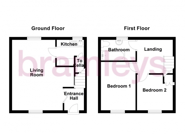 Floor Plan Image for 2 Bedroom End of Terrace House to Rent in Riley Lane, Kirkburton, Huddersfield