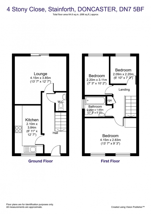 Floor Plan Image for 3 Bedroom Semi-Detached House to Rent in Stony Close, Stainforth, DN7