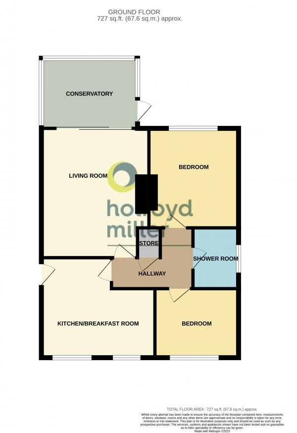 Floor Plan Image for 2 Bedroom Property for Sale in Hollingthorpe Avenue, Hall Green, Wakefield, West Yorkshire, WF4