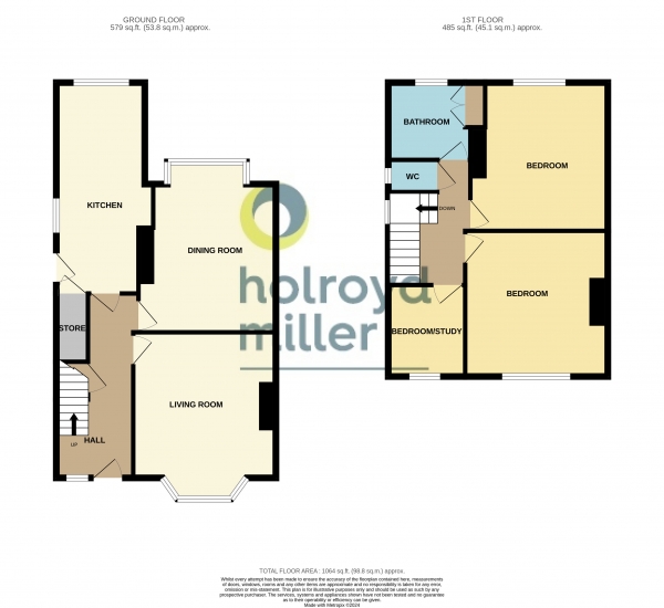 Floor Plan for 3 Bedroom Property for Sale in St. Johns Grove, College Grove, Wakefield, WF1, Wakefield, WF1, 3SA -  &pound250,000